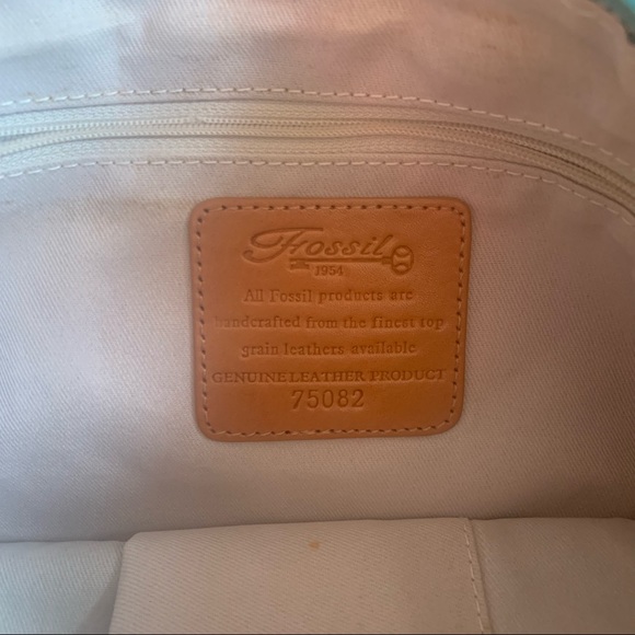 Fossil Teal Suede Handbag with Wooden Handle - Picture 2 of 6